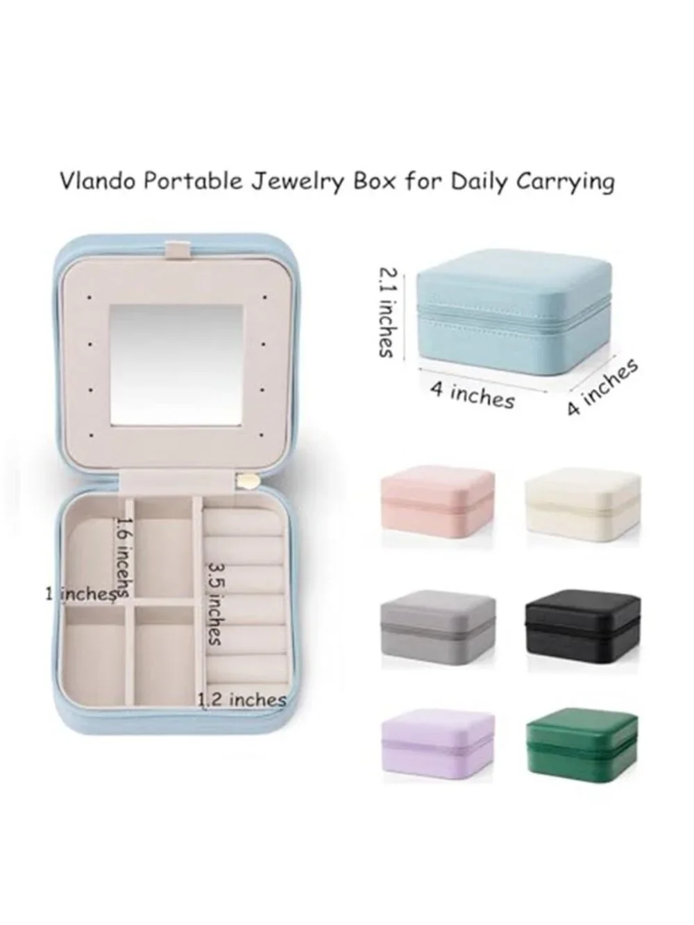 Travel Jewelry Box Organizer Small Case Mirror Ring Earring Necklace Storage